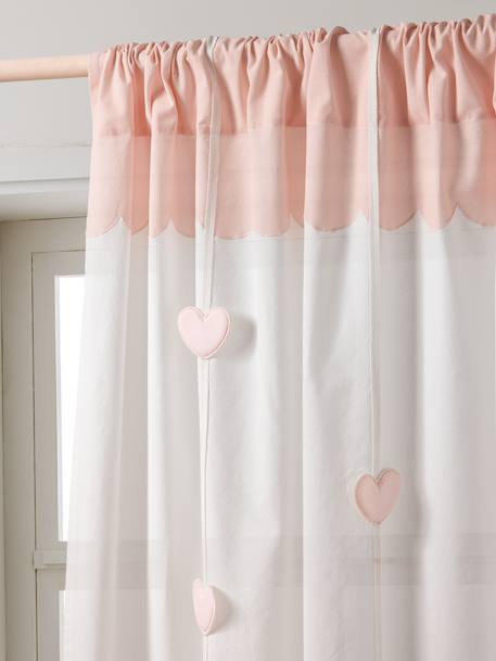 Rideau tamisant guirlande coeurs rose pâle - vertbaudet enfant 