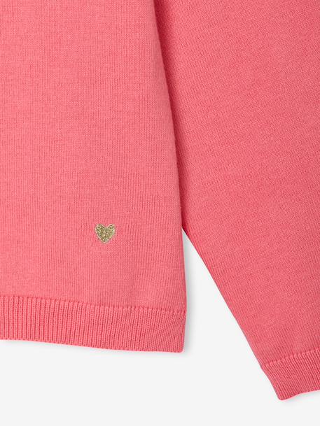 Meisjesvest Basics van fijn breisel antraciet+gemêleerd beige+grijsblauw+marineblauw+pruim+rozenhout+smaragdgroen+snoepjesroze+vanille - vertbaudet enfant 