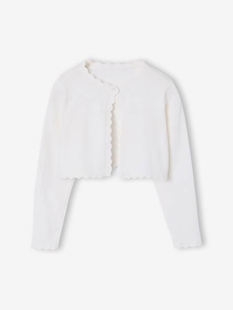 Bolero voor meisjes met een praktische opening saliegroen+wit - vertbaudet enfant 