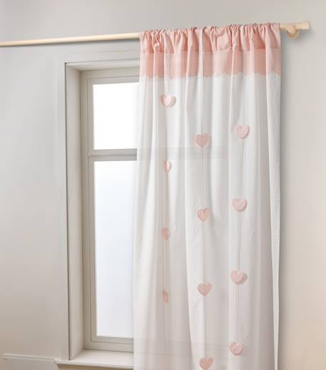 Rideau tamisant guirlande coeurs rose pâle - vertbaudet enfant 
