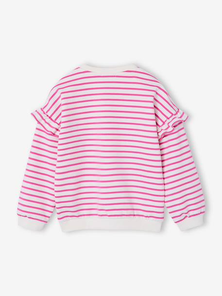Sweat fille rayé manches à volants bleu pâle+marine+pivoine+vieux rose - vertbaudet enfant 