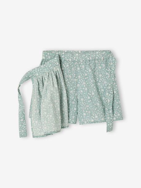 Bedrukt broekrokje voor meisjes blauwgroen+ecru - vertbaudet enfant 