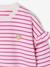 Sweat fille rayé manches à volants bleu pâle+marine+pivoine+vieux rose - vertbaudet enfant 