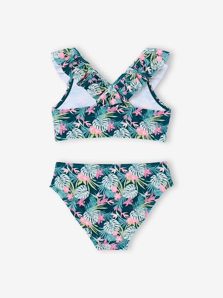 Maillot de bain 2 pièces imprimé fleuri rose pâle+vert imprimé - vertbaudet enfant 