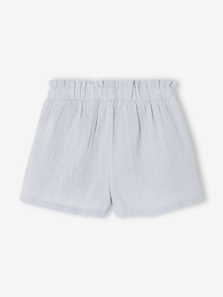 Short voor meisjes van katoengaas beige+bleekblauw+rozen+saliegroen - vertbaudet enfant 