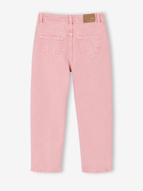 Geborduurde mom fit voor meisjes groengrijs+pruim+roze (poederkleur) - vertbaudet enfant 