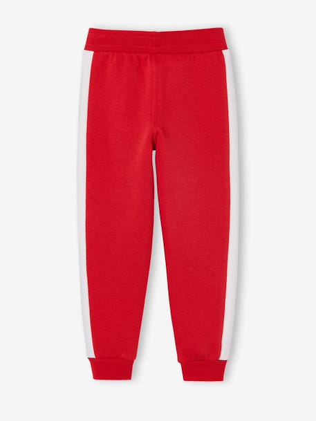 Joggingbroek voor jongens met een band aan de zijkant bordeauxrood+gemêleerd grijs+groen+rood - vertbaudet enfant 