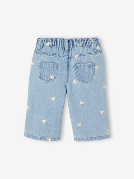 Wijde jeans met kleine geborduurde hartjes denimgrijs+double stone+stone - vertbaudet enfant 