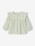 Babyblouse van katoengaas met ruches amandelgroen+ecru+oudroze - vertbaudet enfant 