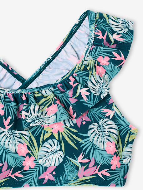 Maillot de bain 2 pièces imprimé fleuri rose pâle+vert imprimé - vertbaudet enfant 