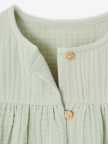 Blouse bébé gaze de coton à volants écru+vert amande+vieux rose - vertbaudet enfant 