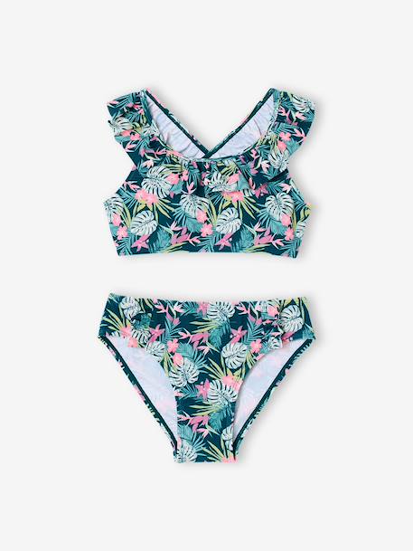 Maillot de bain 2 pièces imprimé fleuri rose pâle+vert imprimé - vertbaudet enfant 