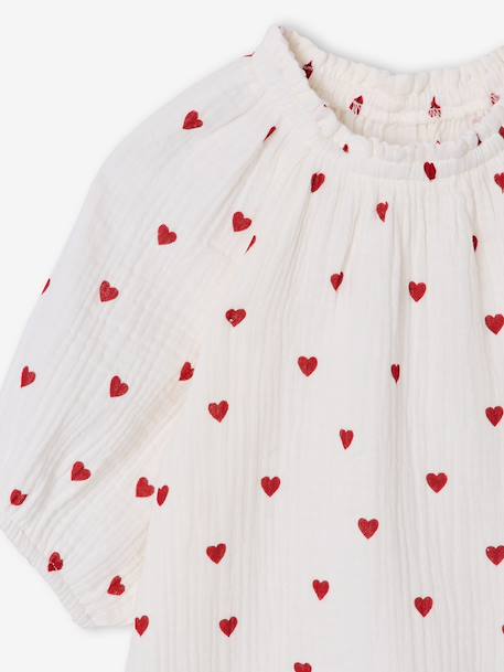 Blouse fille en gaze de coton écru+vanille+vert sauge - vertbaudet enfant 