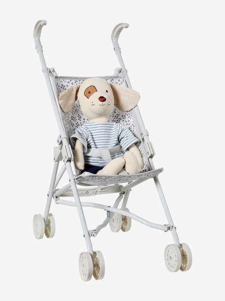 Rieten kinderwagen voor pop blauw+ecru+geel+groen+wit - vertbaudet enfant 