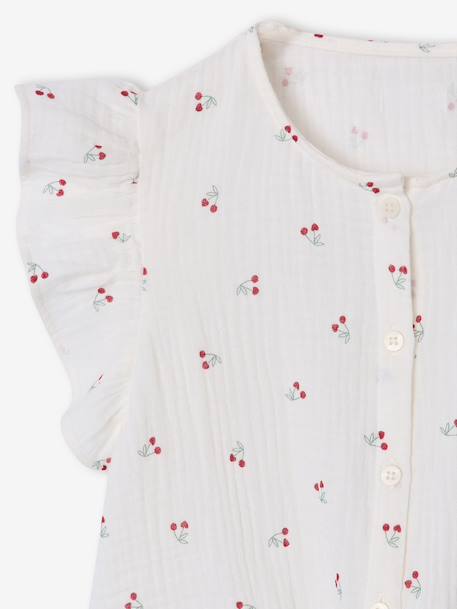 Blouse fille manches volantées vanille - vertbaudet enfant 