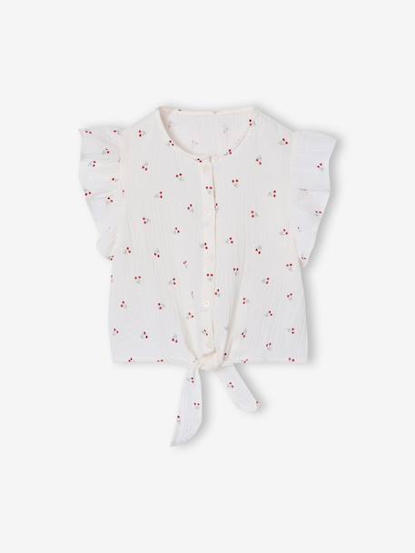 Fille-Chemise, blouse, tunique-Blouse fille manches volantées