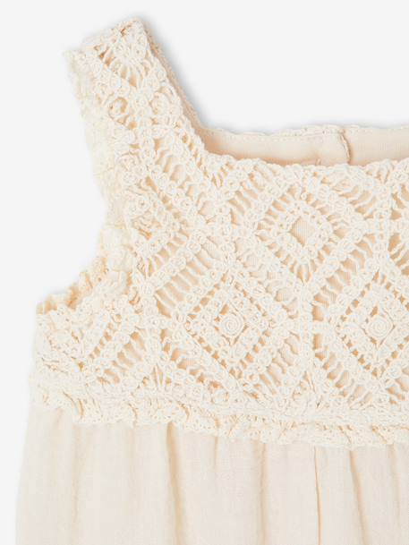 Combishort bébé fille en crochet vanille - vertbaudet enfant 