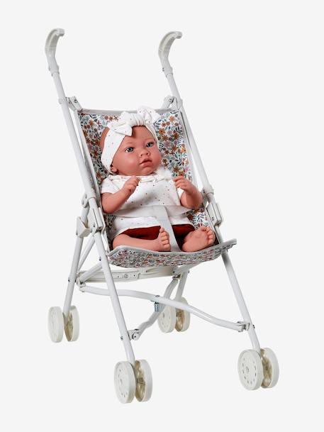 Rieten kinderwagen voor pop blauw+ecru+geel+groen+wit - vertbaudet enfant 