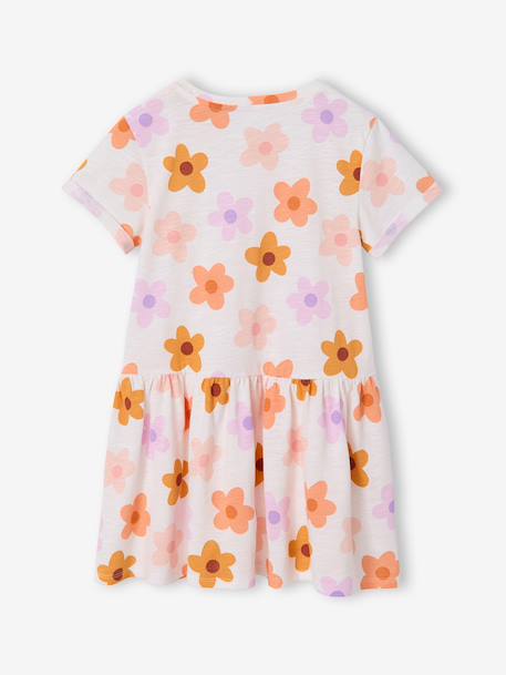 Meisjesjurk met print beige, bedrukt+groen, bedrukt+groengrijs+meerkleurig - vertbaudet enfant 