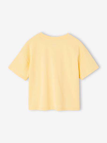 T-shirt fille imprimé manches courtes anthracite+beige+jaune pâle+sable - vertbaudet enfant 