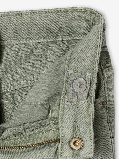 Geborduurde mom fit voor meisjes groengrijs+pruim+roze (poederkleur) - vertbaudet enfant 