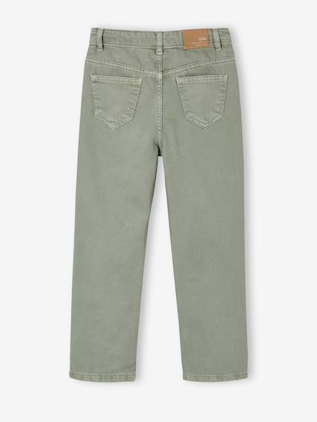 Geborduurde mom fit voor meisjes groengrijs+pruim+roze (poederkleur) - vertbaudet enfant 