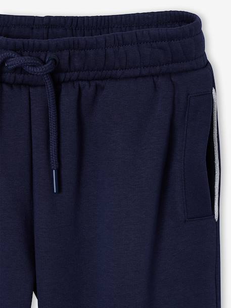Joggingbroek voor meisjes Basics lang koord marineblauw+oudroze - vertbaudet enfant 