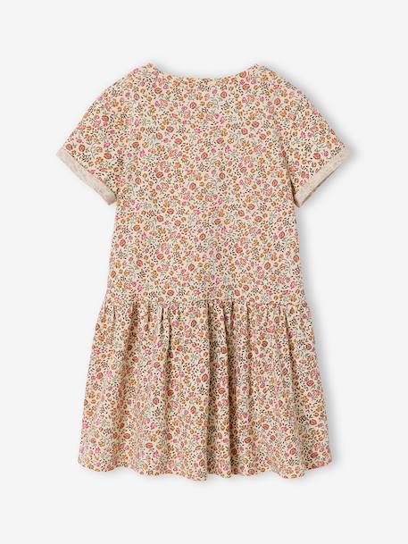 Robe imprimée fille manches courtes beige imprimé+multicolore+vert de gris+vert imprimé - vertbaudet enfant 