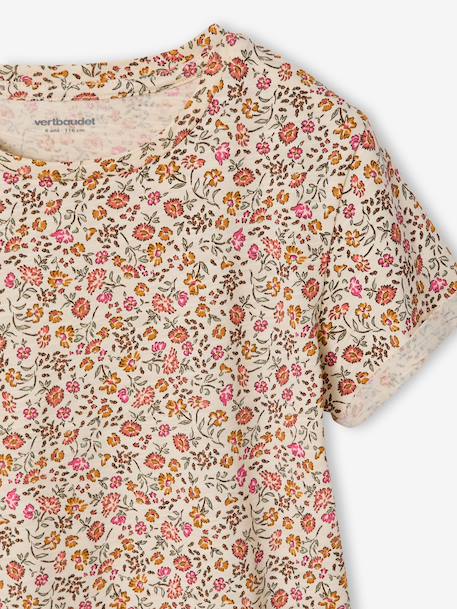Robe imprimée fille manches courtes beige imprimé+multicolore+vert de gris+vert imprimé - vertbaudet enfant 