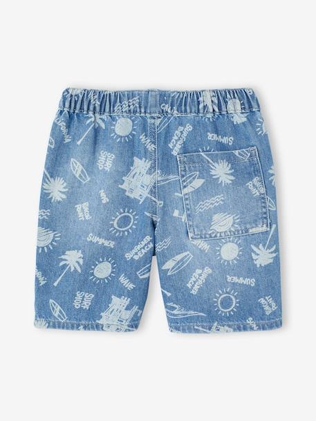 Bermuda garçon jean facile à enfiler bleu imprimé+denim gris+double stone+rayé bleu+stone - vertbaudet enfant 