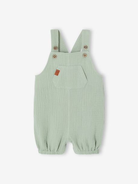 Salopette bébé naissance en gaze de coton beige+denim bleached+vert d'eau - vertbaudet enfant 
