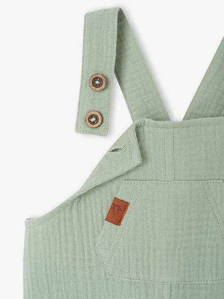 Salopette bébé naissance en gaze de coton beige+denim bleached+vert d'eau - vertbaudet enfant 