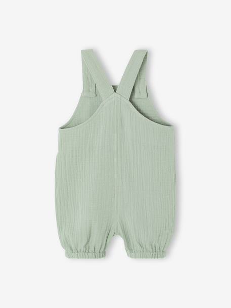 Salopette bébé naissance en gaze de coton beige+denim bleached+vert d'eau - vertbaudet enfant 