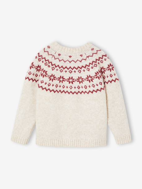 Pull jacquard enfant mixte noël capsule famille écru - vertbaudet enfant 
