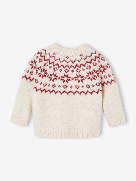 Pull bébé jacquard noël capsule famille écru - vertbaudet enfant 