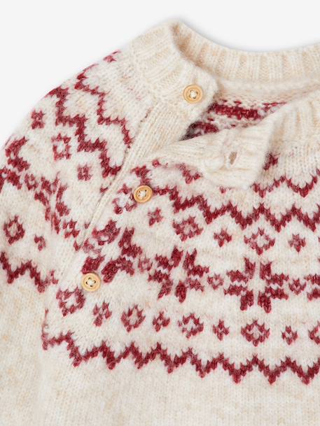 Pull bébé jacquard noël capsule famille écru - vertbaudet enfant 