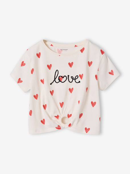 Fille-T-shirt, sous-pull-T-shirt fille détail noeud fantaisie