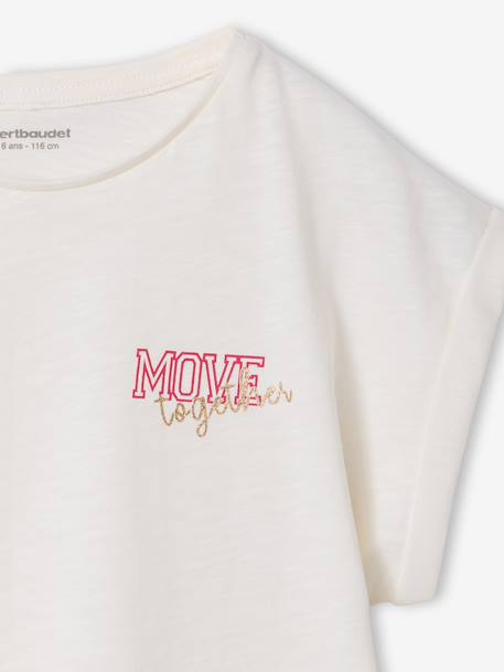 T-shirt fille sport écru+vert sauge - vertbaudet enfant 