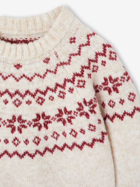 Pull jacquard enfant mixte noël capsule famille écru - vertbaudet enfant 