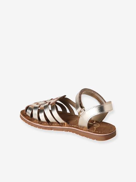 Sandales scratchées cuir enfant collection maternelle écru+or - vertbaudet enfant 