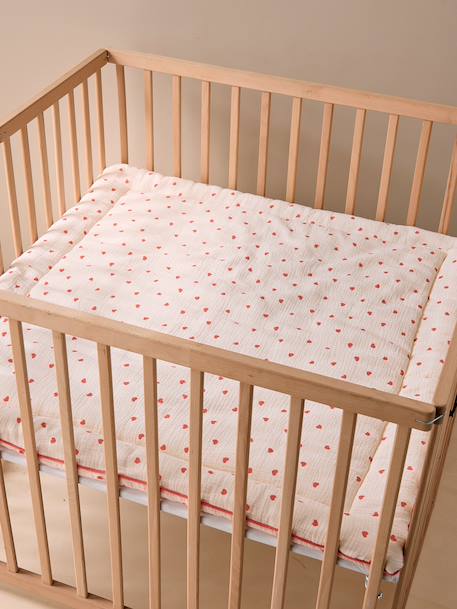 Tapis de sol / Fond de parc gaze de coton MON COEUR rose imprimé - vertbaudet enfant 