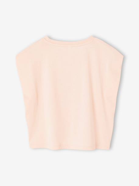 Tee-shirt fille cropped manches courtes épaulées bleu pâle+rose pâle - vertbaudet enfant 