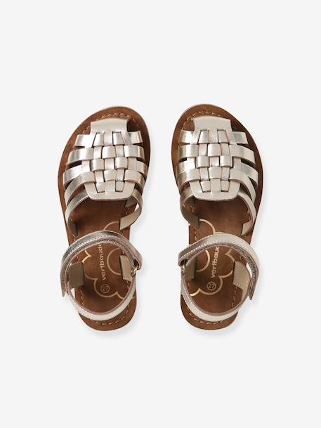 Sandales scratchées cuir enfant collection maternelle écru+or - vertbaudet enfant 