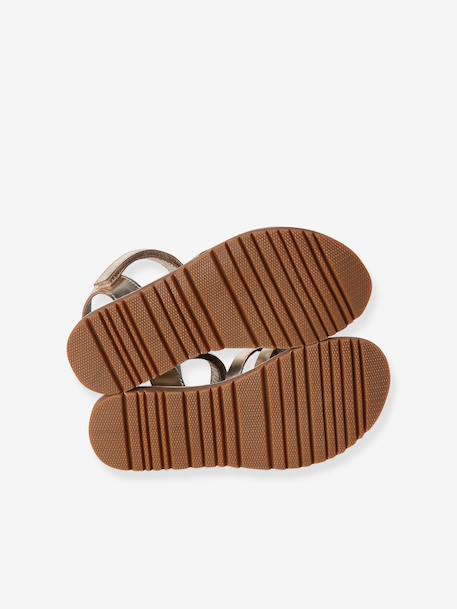 Sandales scratchées cuir enfant collection maternelle écru+or - vertbaudet enfant 