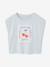 T-shirt voor meisjes, cropped, korte mouwen met schoudervulling bleekblauw+lichtroze - vertbaudet enfant 
