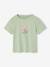 Tee-shirt fille imprimé manches courtes écru+rose+vert sauge - vertbaudet enfant 