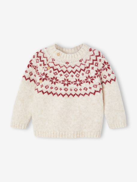 Pull bébé jacquard noël capsule famille écru - vertbaudet enfant 