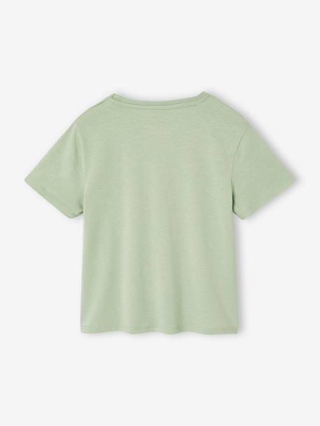 T-shirt voor meisjes met print en korte mouwen ecru+rozen+saliegroen - vertbaudet enfant 