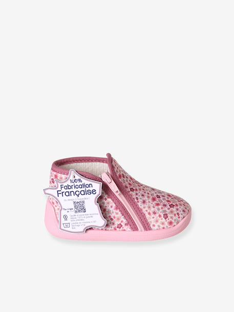Chaussons zippés bébé fabriqués en France rose imprimé - vertbaudet enfant 