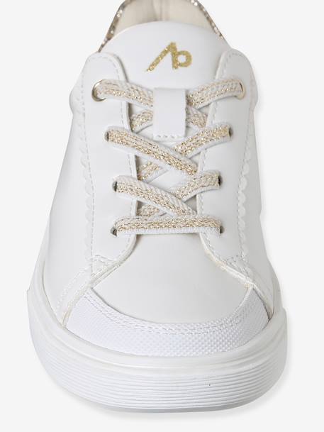 Baskets fille synthetique à lacets élastiqués blanc imprimé - vertbaudet enfant 